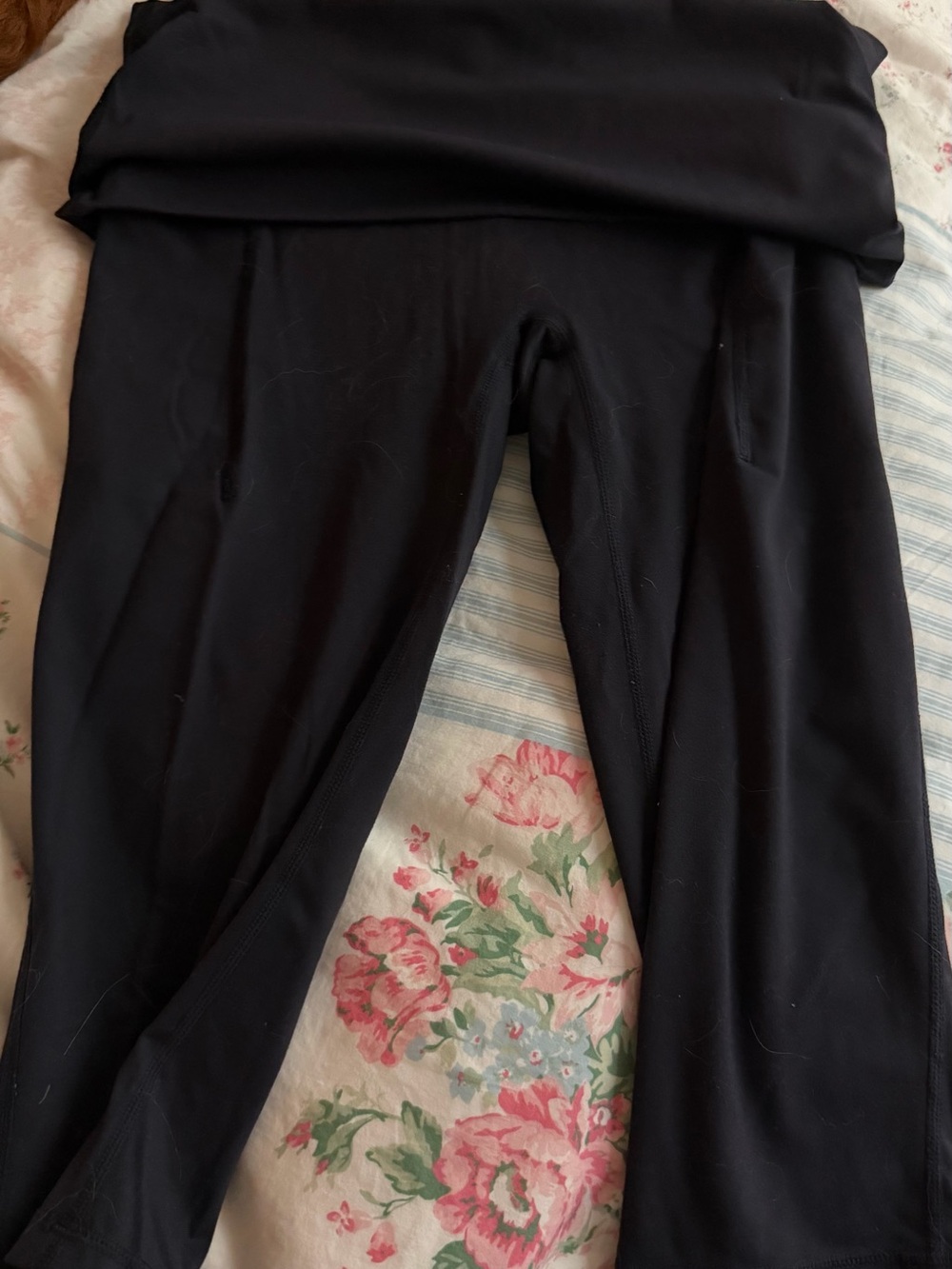 POPFLEX Cool Black Capri Foldover Leggings - Picture 1 of 7